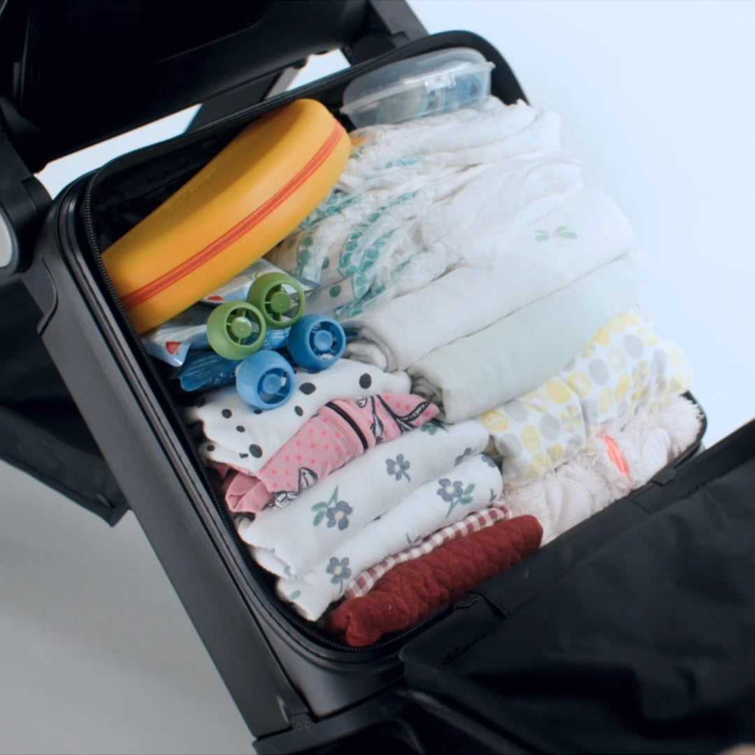 Packing storage compartment of the TernX Carry On Luggage Stroller
