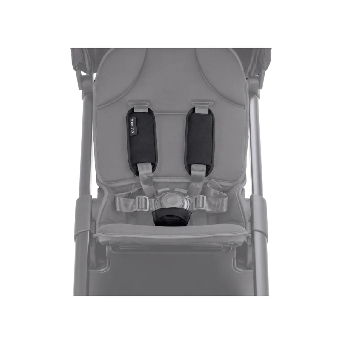 TernX replacement black padded stroller harness shoulder pads and crotch pad.