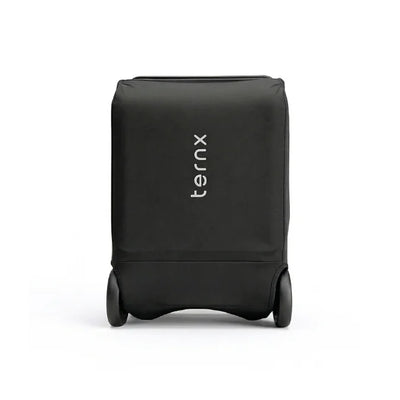 Black suitcase stroller with 'ternx' branding cover