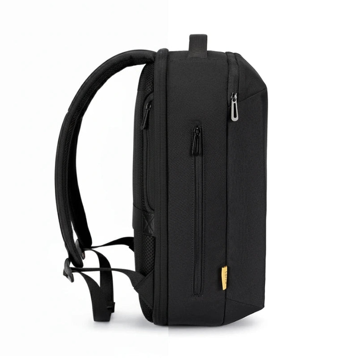 Front view of the black TernX diaper backpack for family travel