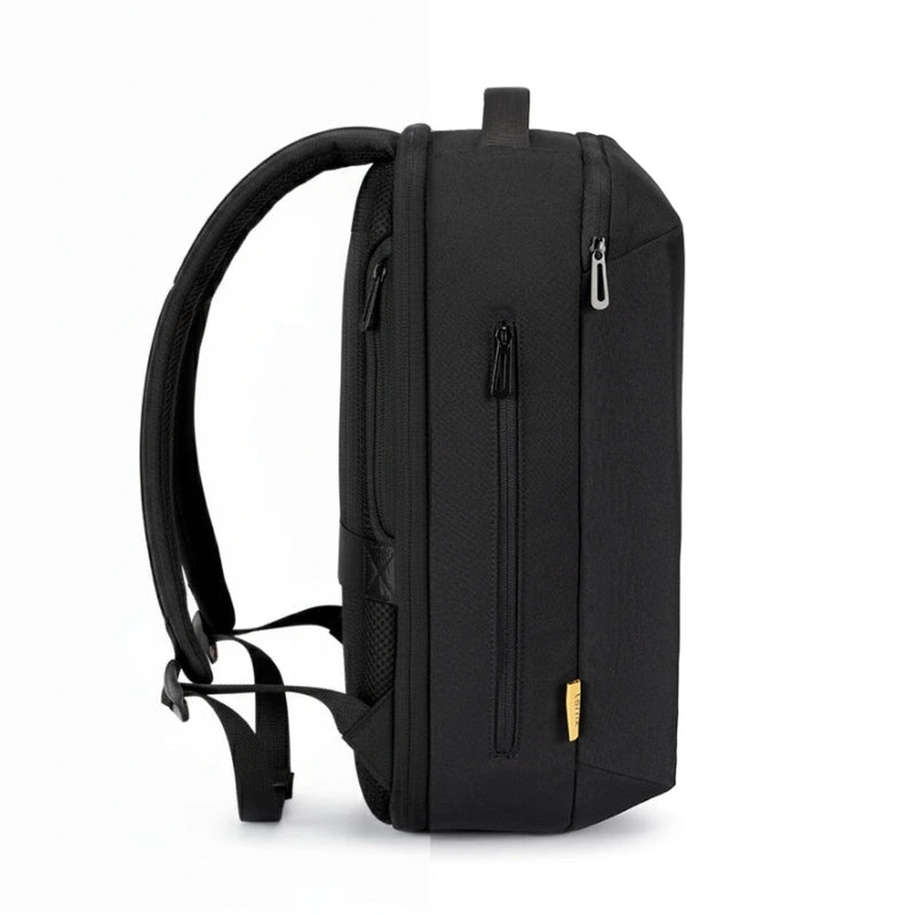Front view of the black TernX diaper backpack for family travel