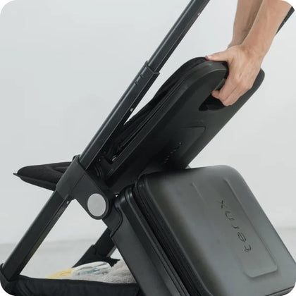 The TernX seat reclined flat for a nap