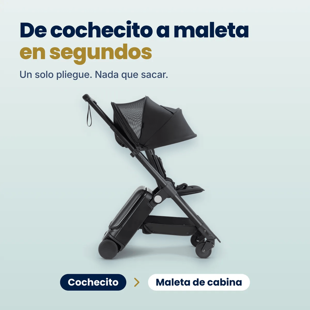 The TernX folding from a stroller into a cabin-size carry-on in seconds