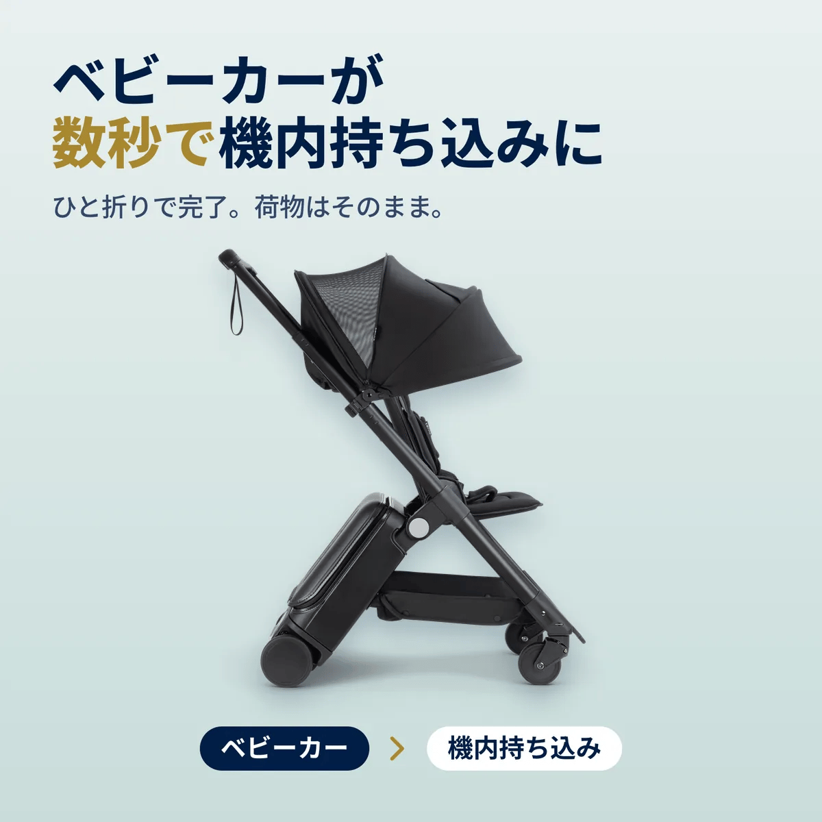 The TernX folding from a stroller into a cabin-size carry-on in seconds