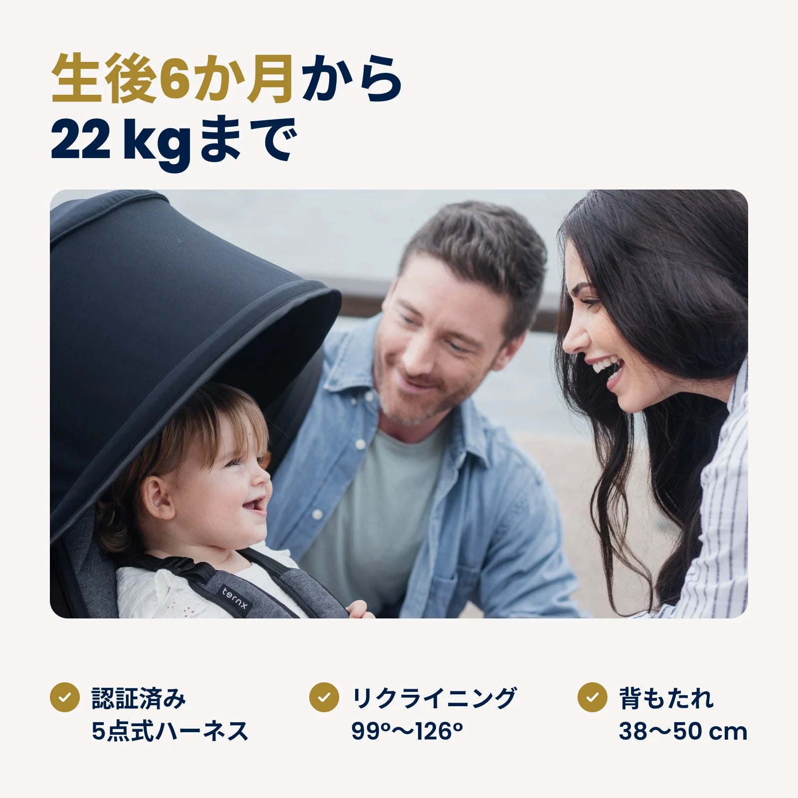 Parents with their toddler in the TernX stroller